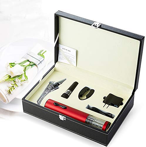 LTLWSH Sacacorchos Electrico, Abrelatas Electrico Profesional, Abridor Botellas de Vino con Cortador de Papel, Vertedor, Tapón de Vino Silicona de Vacío y con Caja de Regalo de Lujo,Black