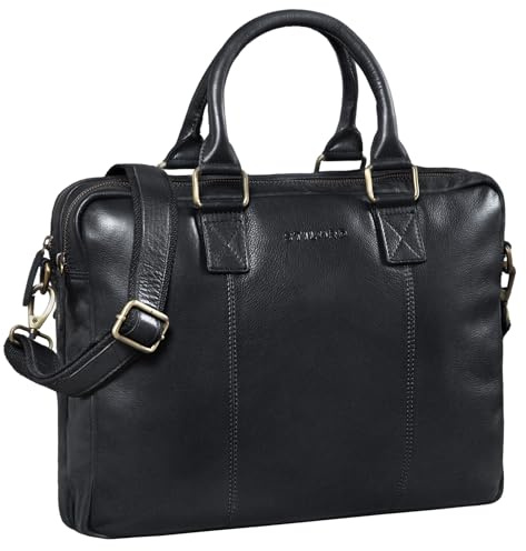 STILORD Zacharias Vintage Businesstasche Leder Aktentasche groß XL 15,6 Zoll Laptoptasche Schultertasche Umhängetasche aufsteckbar Echtleder Farbe:Zamora - braun