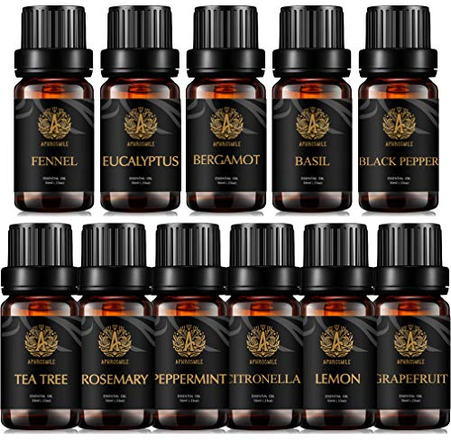 Aromatherapie ätherisches Öl-Set für Diffusor, 100% ätherische Öle, 7 x 10 ml, therapeutische ätherische Öle, Kamille, Geranie, Wacholderbeere, Lavendel, Kiefernnadeln, Rose, Thymian Öl