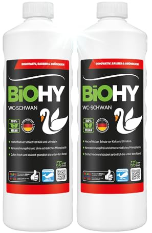 BiOHY WC-Schwan (2 x 1 liter) | WC-Reiniger Gel für hygienische Sauberkeit bis unter den Rand | angenehmer, langanhaltender Frische-Duft | Beugt Kalk und Urinstein vor