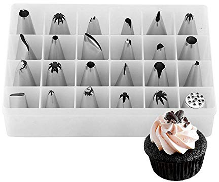 Zavril12 Bocca Decorativa Russa Decorare Torte Russe Ugelli per Glassa per Beccucci sac a Poche Professionali Beccucci Russi Set per Decorazione Torte（24 Pezzi）