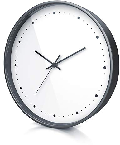 CSL-Computer Wanduhr Funkuhr rund 24 cm Durchmesser - Bürouhr Küchenuhr - analoge Anzeige - DCF-Signal - Batteriebetrieb - automatische Umstellung Sommerzeit - neutrales Design mit Glasabdeckung