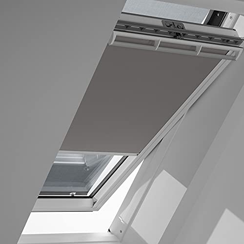 VELUX Original Verdunkelungsrollo + Hitzeschutzmarkise (DOP), Vorteils-Set, Weisse Seitenschienen, MK06, grau // DOP MK06 0705SWL