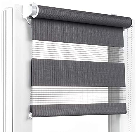 Fenster DEKOR - Rollos für Fenster Dunkelgrau - Klemmfix Rollo ohne Bohren B35 x H150 cm - Doppelrollo mit Einer Breiten Auswahl an Größen und Farben - Blickdichte Rollos, einfach zu montieren