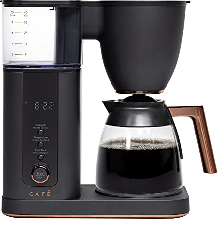 Café Specialty Drip Coffee Maker, 10-Cup Glass Carafe, WiFi Connected Smart Voice-to-Brew, Includes Reusable Filter Basket & Grounds Scooper, Barista-Quality Brew, SCA Certified, Matte Black