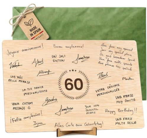 CONTRAXT Tarjeta felicitacion 60 cumpleaños aniversario. Regalo detalles Decoracion original Postal mujer hombre 60 feliz cumpleaños Padre Madre 60 años mama abuela papa abuelo