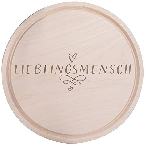 Deitert Frühstücksbrettchen Lieblingsmensch hochwertige Gravur - Holzbrett Geschenk für Valentinstag, Hochzeit, Geburtstag für Frauen/Männer - Schneidebrett Holz Rund, 28 cm Ø
