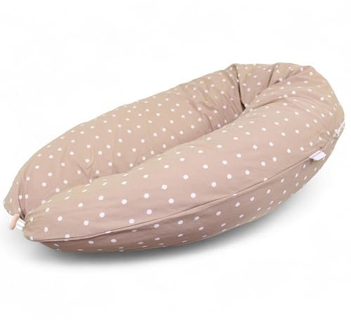 HOBEA-Germany Amningskudde 190 cm x 76 cm XXL Graviditetskudde Sidokudde med överdrag av ekologisk bomull (Punkter beige)