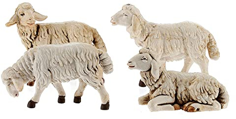Holyart Weihnachtskrippen: Krippenfiguren Schafe aus Kunststoff Verpackungseinheit zu 4 Stück Sortiert für 12 cm Krippe