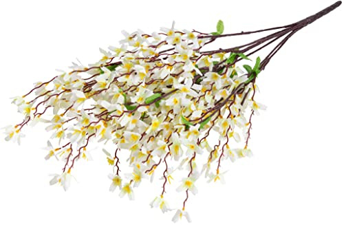 Botanic-Haus künstlicher Frühlingsblütenbusch (Forsythienbusch) mit 7 Stielen (Creme-weiß)