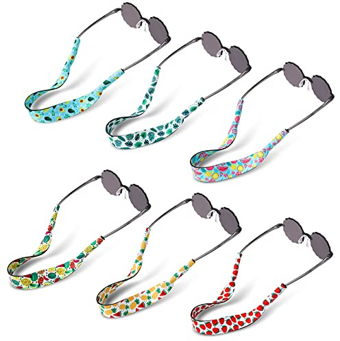 Hifot 6 pièces Cordon Lunettes Sangle Enfant, Néoprène Chaînes et Cordons à Lunettes Flottante Lanières de Lunette spour Lunettes de Sport, Lunettes de Soleil, Lunettes de Natation