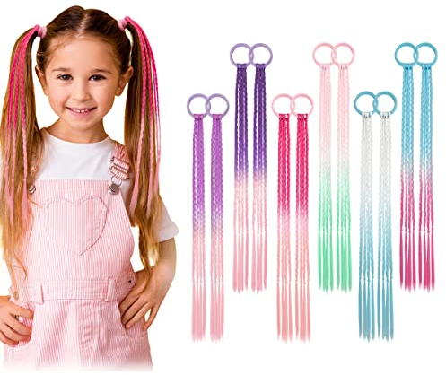 Dreamlover Extensions de Cheveux Colorés pour Filles, Tresse Cheveux Enfant, Meche de Cheveux pour Tresse Colorés, 12 Pièces