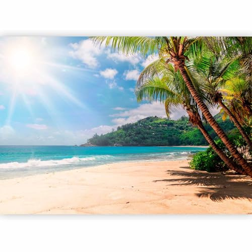 murando Photo Wallpaper Tropical Island 300x210 cm / 119x83 Non-Woven Premium Art Print Fleece Wall Mural Decoration Poster Picture Design Modern Palm Tree Beach Sea b-C-10309-a-a