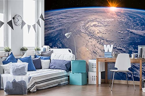 Vlies Fototapete ERDE ANSICHT VON WELTRAUM 375 x 250 cm (inkl. Kleister) - Vlies Tapete, Wandtapete, Wandbilder - Tapete für Wohnzimmer Schlafzimmer, Büro, Küche - Montagefertig