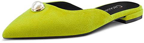 Castamere Donna Basso Tacco Heel a Punta Slip-on Sandali da Matrimonio Dress 1 CM Heels Verde Lime 43 EU