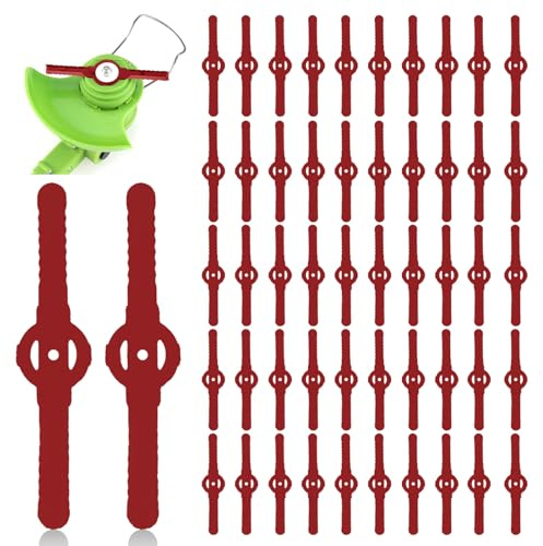 Viilich 50 Piezas de Cuchillas de Repuesto de Plástico para Desbrozadoras y Cortacésped, Accesorios de Jardinería (14 cm) - Recambios y Repuestos en Color rojo