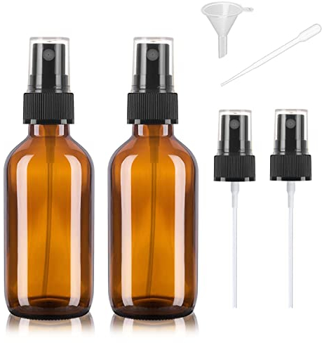 Asfacuputure 60ml Braunglas kleine Sprühflasche,Reise Feinnebel Sprühflasche glas,Parfüm Zerstäuberflaschen,Sprühflasche Klein Glas,Reisesprühflaschen,für ätherisches Öl,Haare,Aromatherapie(2 Stück)
