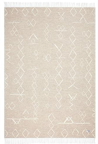 Steppenwolle® graue Wolldecke GOBI (135x200 cm) Schurwolldecke grau aus 100% Schurwolle | Tagesdecke grau im Boho Stil | Kuschelige Decke in anthrazit mit Muster | Fair produziert in der EU