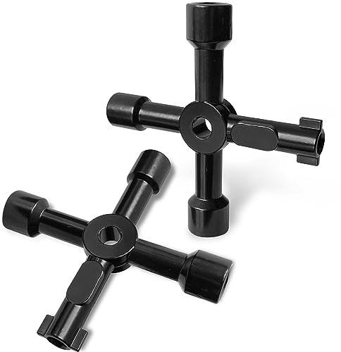 Hanpex 4 in 1 Meter Box Key Gas Key Utility Key, for mail box, elevator, electrical cupboard box, train door, water meter valve, 2-Pack