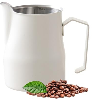Milk Frothing Pitcher,Stainless Steel Milk Frother Jug 12oz 17oz Espresso Steaming Pitchers Coffee Bar Cappuccino Espresso Machine Accessories Espresso Pitcher for Coffee Latte Art ( Color : Bianco ,