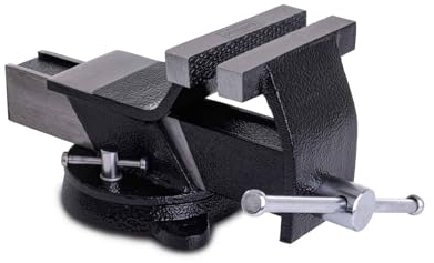 Scheppach Schraubstock ASV360-80 Black Edition | schwenkbarer Drehteller | Spannweite 0-90 mm | Spannbackenbreite 80x18 mm | Ambossfläche 38x65 mm | robuster Stahl | 2 Bohrlöcher zur Befestigung