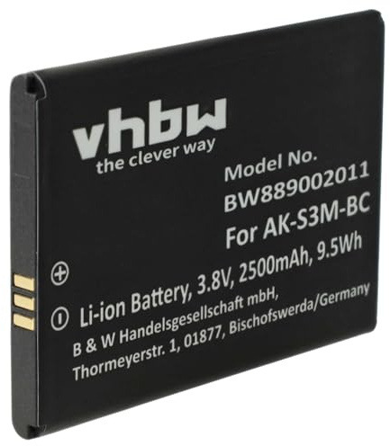 vhbw Akku kompatibel mit Emporia SMART.4 | SMART.3 mini Handy Smartphone Senioren Telefon (2500 mAh, 3,8 V, Li-Polymer)