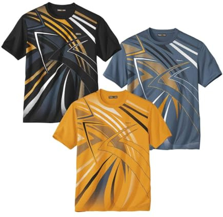 ATLAS FOR MEN - 3er-Pack Herren T-Shirts - Rundhalsausschnitt - Kurze Ärmel - Verfügbar in großen Größen von M bis 5XL