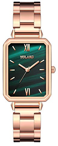 Vardaglig vintage väv läder flerskikts armband wrap damarmbandsur damklocka lättläst klocka, gRÖN, En storlek