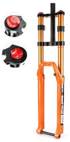 DYSY MTB Downhill Gabel 27,5 29 Zoll, Aluminiumlegierung Doppelschulter 1-1/8 Gerades Rohr Fahrrad Federgabeln Scheibenbremse Federweg 150mm (Farbe : Orange, Size : 26 inch)