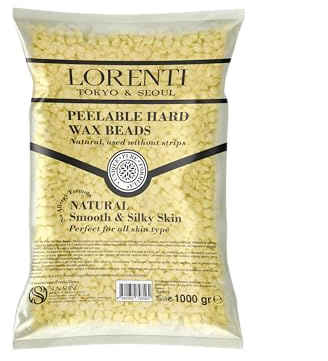 Lorenti Heißwachs Enthaarung in Perlenform Natural 1Kg – 100% Natürliches Wachs für Schmerzarme Haarentfernung – Ideal für Gesicht, Beine, Bikinizone & mehr - Hartwachsperlen - Wachsperlen-Agda