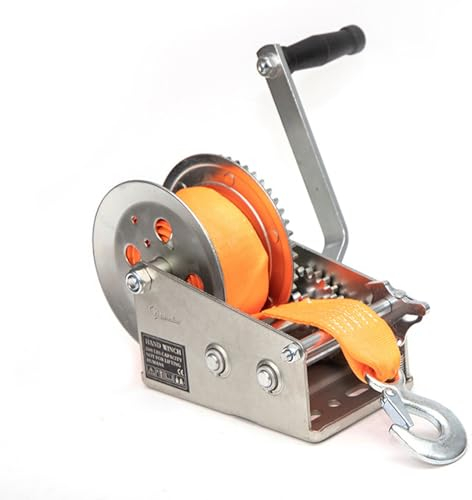 Boot Trailer Winde Hand Mit Boot Winde Riemen, 2500lbs Heavy Duty Haken Mit 33ft Polyester Strap Handkurbel Winde, Bootswinden Für Anhänger, 2-Wege-Ratsche 4:1 Getriebe ( Size : 2000 lb(33ft Strap) )