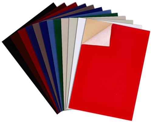 BENECREAT 24Pcs 12 Farben selbstklebende Samt Beflockung Liner Blatt, 29,5x20cm DIY Beflockung Nähen Stoff für Schublade Liner, Schmuck-Box, DIY Kunst Dekoration, 0,7mm dick