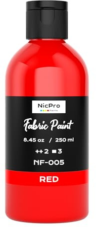 Nicpro Red Fabric Paint, 8.45 oz (250 ml) Fabric Paint for Clothes Permanent for Furniture Upholstery, Soft & Non-Toxic Textile Paint for Fabric DIY Crafts, T-shirt, Shoes Jeans Canvas for Kids Adult