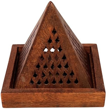 TRINTURA Räucherpyramide für Räucherkegel oder Räucherstäbchen aus Mango Holz