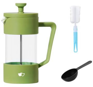 W&M Caffettiera - Caffettiera francese - Pressa francese - French Press - Macchina da caffè manuale - Macchina da caffè in acciaio inox - Vetro Borosilicato - Triplo filtro - Cucchiaio dosatore +