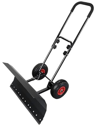 Pelle à Neige avec Roues,Pelle à Neige,Outil de Déneigement,Réglable en Hauteur,Pliable,Largeur de Travail 75cm-Hauteur 42cm,Chasse Neige,Poussoir à Neige pour Nettoyage Entrée Allée Chaussée Maison