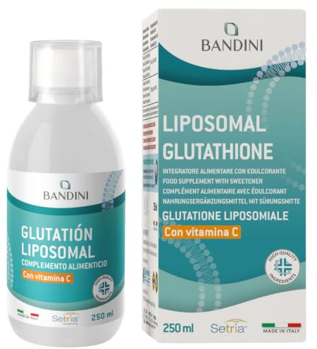 Bandini® Glutatión Liposomal con Vitamina C - 250ml Líquido - 250 mg | L-Glutatión reducido Setria® + 790 mg de Vitamina C por ración - Máxima biodisponibilidad - Potente Antioxidante natural