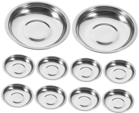 OFFSCH Piattini in Acciaio Inossidabile Rotondi Da 10 Cm Per Salse e Antipasti, Ciotole Per Condimenti e Dessert, Set Da 10 Pezzi Per Cucina Domestica e Ristoranti