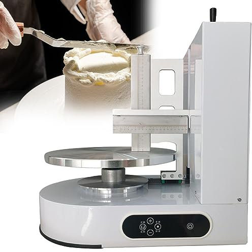 Electric Cake Cream Spreader for 4 12 Inch Cakes Birthday Cake Frosting Machine Cake Coating Smoother (White)