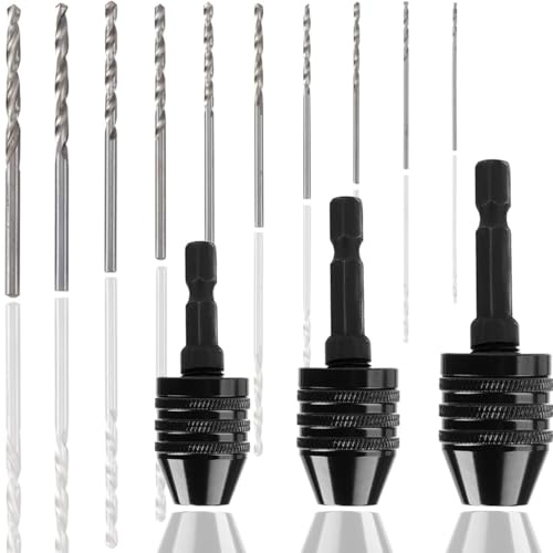 EATBALE 0.8-3.0 mm Drill Bits Keyless Drill Chuck Adapter 0.3-6.5 mm and 0.3-3.6 mm and 0.8-8 mm Hex Shank Chuck 6.25mm (1/4) Quick Screwdriver Drill Bit Adapters for Micro Drill Bit Conversion Tool