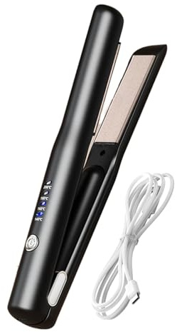 Fer à repasser - Fer à repasser sans fil - Petit fer à repasser professionnel sans fil rechargeable par USB - Fer à lisser pour cheveux épais, bouclés, voyages