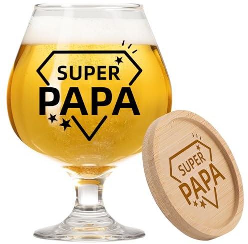 QXRXN cadeau fete des peres pour papa grand-père Verre à bière personnalisé 0,5 litre Cadeaux super papa Noël Fête des pères, Cadeau drôle pour père Anniversaire