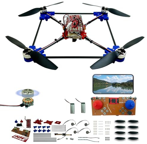 DIY Drone Kit with Brushless Motor & Dual Camera - STEM Building Project with Optical Flow Hovering, 360° Flips, One-Click Controls for Beginners to Learn Drone Engineering