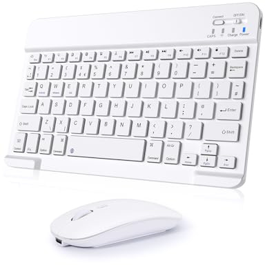 Nsyee Tastiera e mouse Bluetooth, tastiera wireless compatta universale, tastiera portatile ricaricabile per iPad/Samsung/tablet/iOS/Android/Windows, layout UK