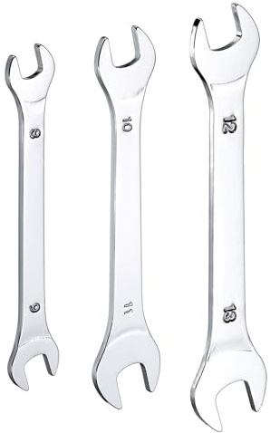 HARFINGTON 3pcs Double Open End Thin Wrench Set 8×9/10×11/12×13mm Metric Super Thin Small Flat Head Wrench Mirror Polished Open Ended Spanner for Automotive Repair Furniture Assembly