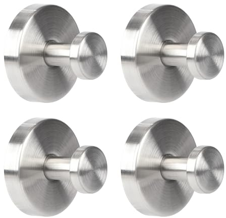 HZPZPP Selbstklebende Haken für Dusche: Extra starke 5KG Haken für Badezimmer, Küche, Türen, Fliesen, Glas – Handtücher, Körbe, Jacken, Girlanden, Bademäntel (4 Stück,Silber)