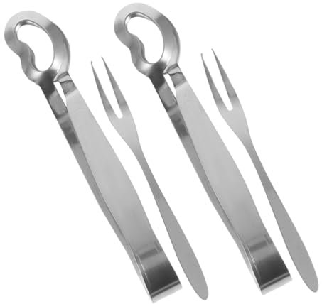 Hemobllo 4pezzi Pinza e Forchetta Per Lumache in Acciaio Resistenti Utensile Per Servire Crostacei Set Da Posate Minimaliste Per Uso Domestico e Ristorante