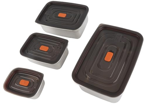 Ldafava Contenitori per alimenti in acciaio inossidabile, a tenuta stagna, rettangolari, set di 4 contenitori per il pranzo riutilizzabili, ecologici, senza BPA, per casa, ufficio,