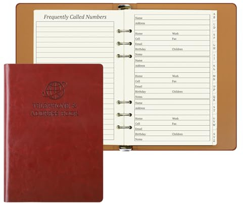suituts Nachfüllbares Adressbuch mit alphabetischen Registerkarten, 600 Eintrittsfelder Großdruck Kontakt-/Telefonbücher, PU Leder Hardcover Adressbuch für Senioren, Ältere Menschen