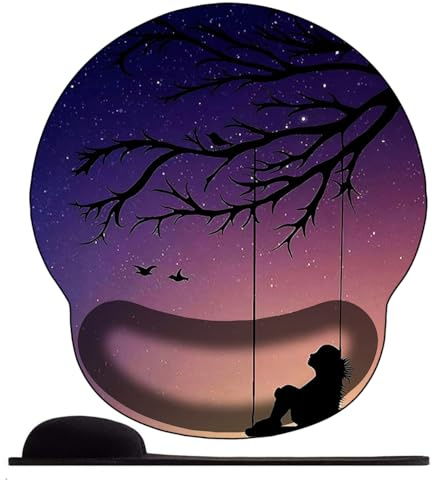 3D Tapis de Souris Ergonomique Gamer avec Repose Poignet, Confort avec Repose- Gaming Mouse Pad pour Ordinateur Portable -Fille sur Une balançoire